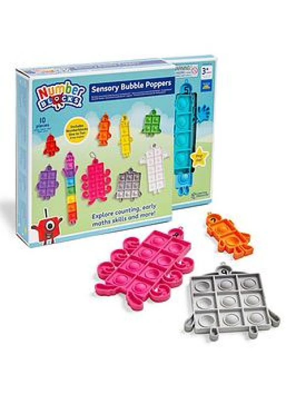 Image of Learning Resources Numberblocks Sensory Bubble Poppers Push Pop Fidget Toys Keychains for Kids Counting Maths Manipulatives Calm Down Corner Suppl