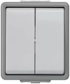 Image of Siemens Grey 10 A Surface Mount Rocker Light Switch Dark Grey, 1 Way Clip In Gloss, 2 Gang VDE, 250 V 75mm Not Illuminated IP44