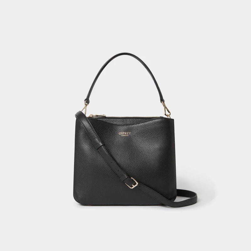 Image of OSPREY LONDON Womens The Winchester Leather Grab Bag in Black Female One Size