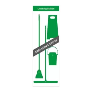 Image of Shadow Board Cleaning Station with Lean Stand, Board Only with Hooks, Style C Green, (650mm x 2000mm)