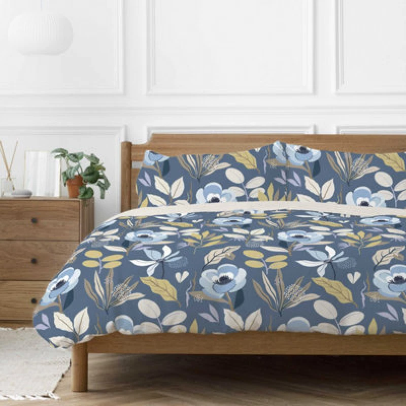 Image of Copenhagen Home Mia Floral Single Duvet Cover Set With Pillowcases - Blue