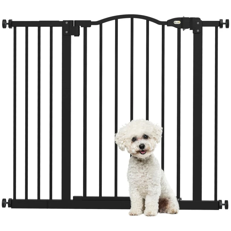 Image of PawHut 74-94cm Adjustable Metal Pet Gate - Black D06-094V06BK