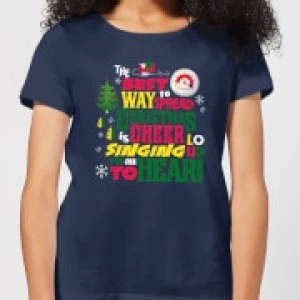 Image of Elf Christmas Cheer Womens Christmas T-Shirt - Navy - S