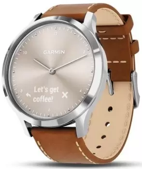 Image of Garmin Watch Vivomove HR Premium Steel Tan Leather D
