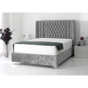 Image of Alexis Luxury Modern Beds - Plush Velvet, Small Double Size Frame, Steel - Steel