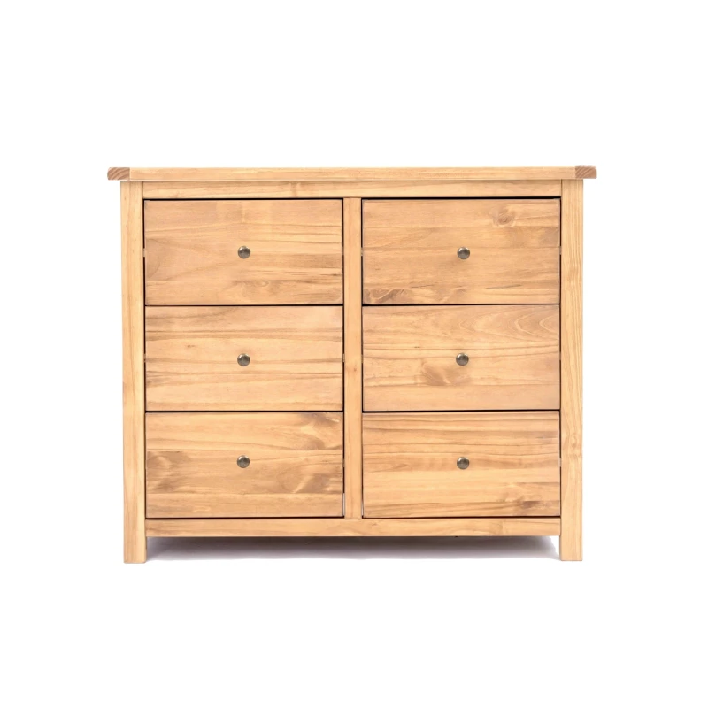 Image of Cabinet Bits Lugo 6 Drawer Chest of Drawers Brass Knob in Light Brown Light Brown Unisex