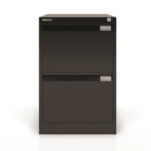 Image of Bisley BS2E W470 x D622 x H711mm Flush Front 2 Drawer Filing Cabinet Black