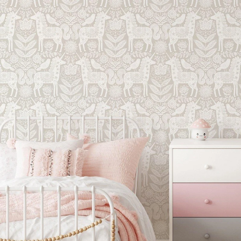 Image of Wall Pops Self Adhesive Wallpaper Unicorn Stamp Natural unisex 52CMX5.49M