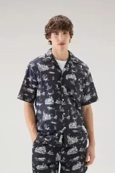 Image of Woolrich Men Short-sleeved Zavikon Shirt Blue Size L