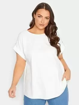 Image of Yours Tab Short Sleeve Blouse - White, Size 26-28, Women