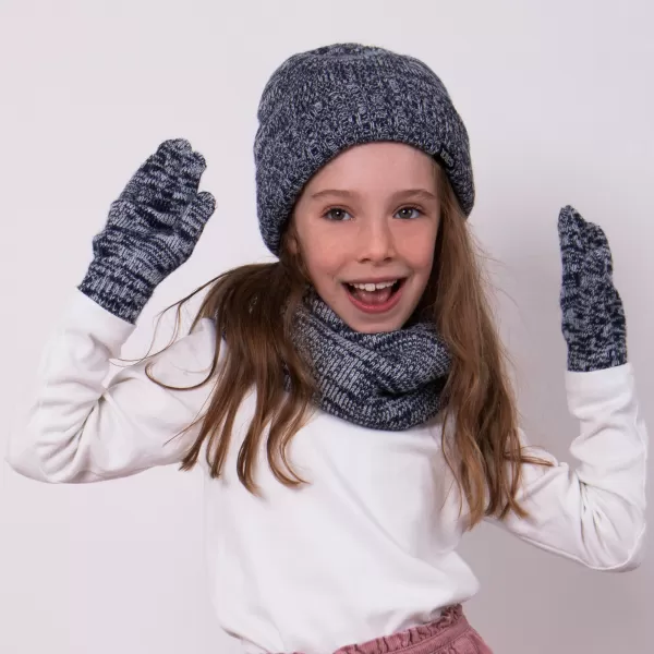 Image of totes Kids Knitted Navy Hat Glove and Snood Set Navy
