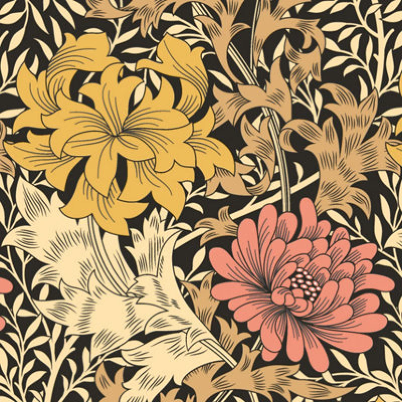 Image of Hoopla Walls Chrysanthemum Ginger Smooth Matt Wallpaper