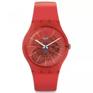 Image of Swatch New Gent Bloody Orange Quartz Unisex Watch SUOO105