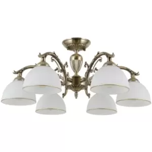 Image of Italux Lighting - Italux Feneza Stylish 6 Light Multi Arm Semi Flush Ceiling Lamp, E27