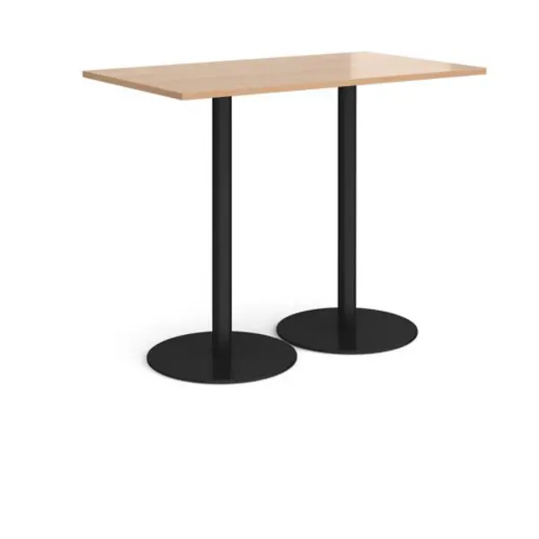 Image of Monza Monza rectangular poseur table with flat round Black bases 1400mm x 800mm - beech Beech MPR1400-K-B
