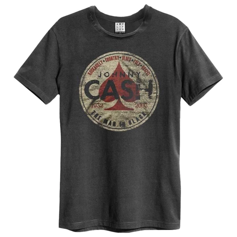 Image of Amplified Amplified Men The Man In Black Johnny Cash T-Shirt in Charcoal Size: Small Charcoal S Male 5063470409747