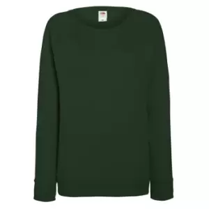 Image of Fruit OF The Loom Ladies Fitted Lightweight Raglan Sweatshirt (240 GSM) (M) (Bottle Green)