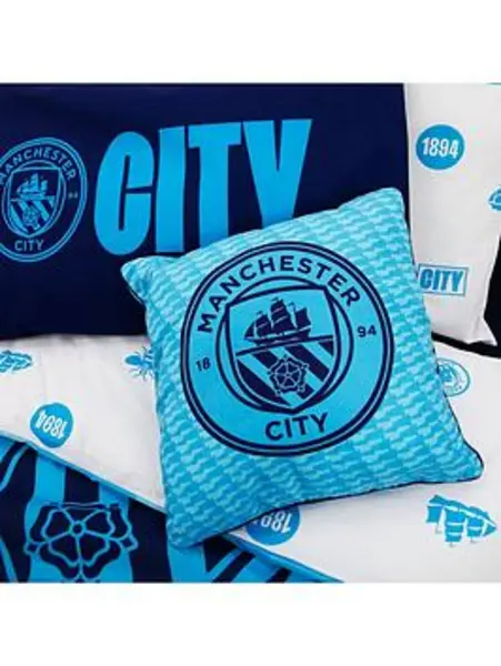 Image of Manchester City FC MAN CITY CRESTCOL SQUARE CUSHION - One Size