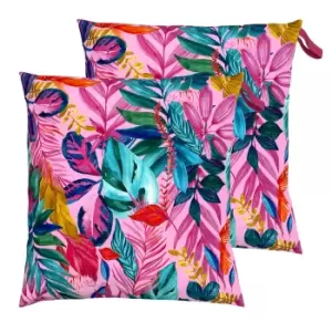 Image of Psychedelic Jungle Large 70cm Outdoor Floor Twin Pack Cushion Multi
