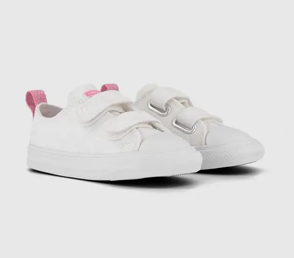 Image of Converse Kids All Star 2vlace Trainers White Oops Pink White, 3infant