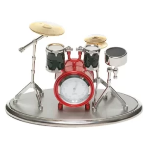 Image of Silver & Red Drum Kit Clock