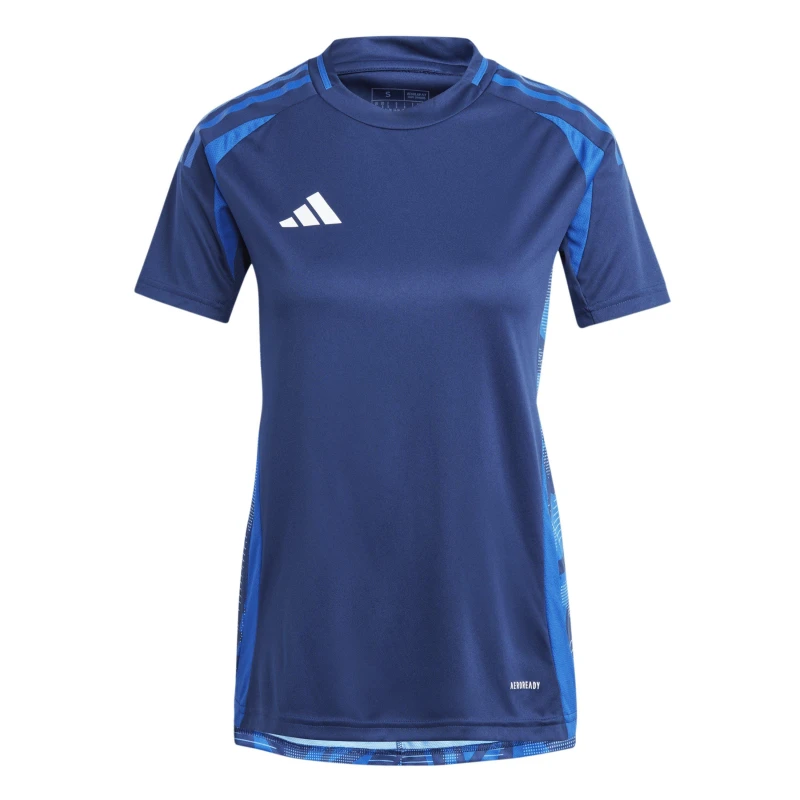 Image of adidas Womens Tiro24 Short Sleeve Performance T-Shirt Navy Blue female 8 (XS)