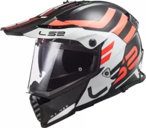 Image of LS2 MX436 Pioneer Evo Adventurer Motocross Helmet, black-white-orange, Size S, black-white-orange, Size S