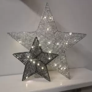 Image of Premier Decorations Ltd - Premier 46cm Silver-Grey Double Layer Star 30 Warm White LEDs