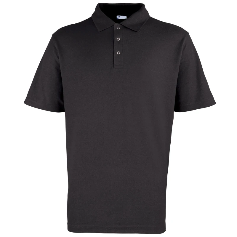 Image of Premier Premier Men Stud Heavyweight Plain Pique Polo Shirt in Black Size: Small Black S Male 5054752802981