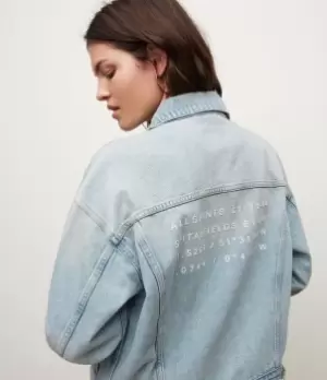 Image of AllSaints Womens Address Charlie Denim Jacket, Indigo, Size: 8