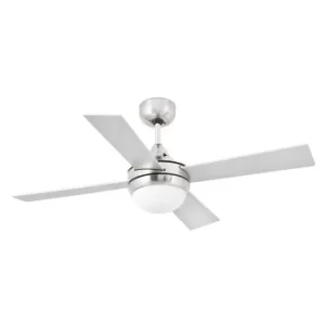 Image of Mini 2 Light Small Ceiling Fan Matt Nickel, Grey, Maple with Light, E14