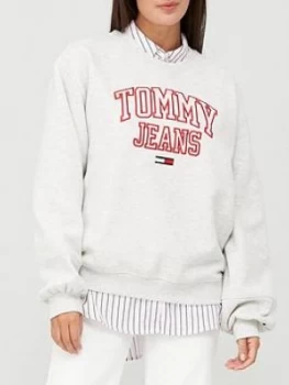 Image of Tommy Jeans Collegiate Logo Crew Neck Sweat Top - Grey