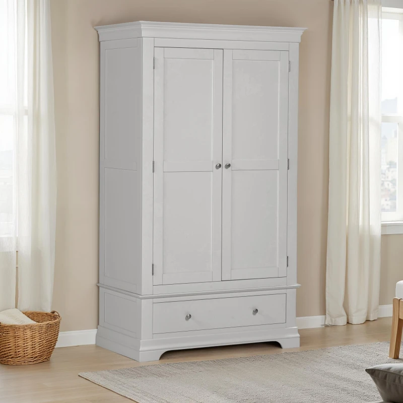 Image of Seconique Bordeaux 2 Door Wardrobe Pebble Grey And Oak (Partially Assembled)