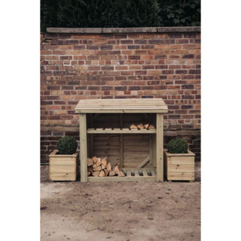 Image of Churnet Valley Garden Furniture Ltd 4 X 4 Feet Log Store With Kindling Shelf - Timber - L65 X W131.5 X H118cm - Partially Assembled