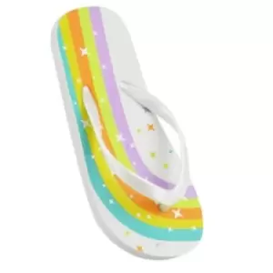 Image of Sand Rocks Girls Rainbow Flip Flops (2-3 UK) (White)