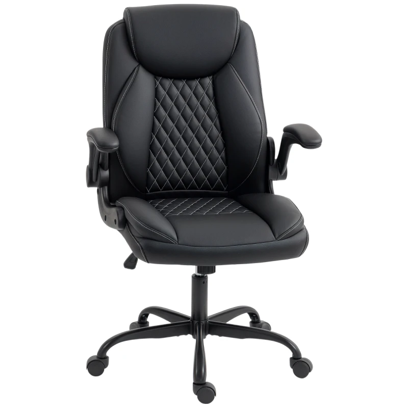 Image of HOMCOM PU Leather Office Desk Chair with Thick Cushion, Black 921-851V70BK