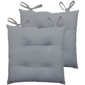 Image of Furn. Cuba Pintuck Polyester Filled Seat Pads With Ties (pack Of 2) Cotton Dark Grey