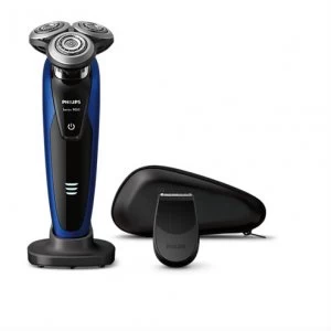 Image of Philips Series 9000 Wet & Dry Mens Electric Shaver - S9186/12 - Black/ Blue