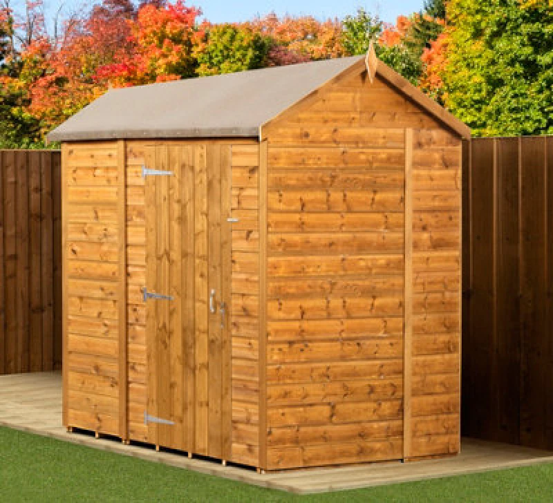 Image of Empire Sheds Empire Modular Apex 6X6 Dipped Treated Tongue And Groove Wooden Garden Shed Single Door No Windows (6' X 6' / 6ft X 6ft) (6X6)