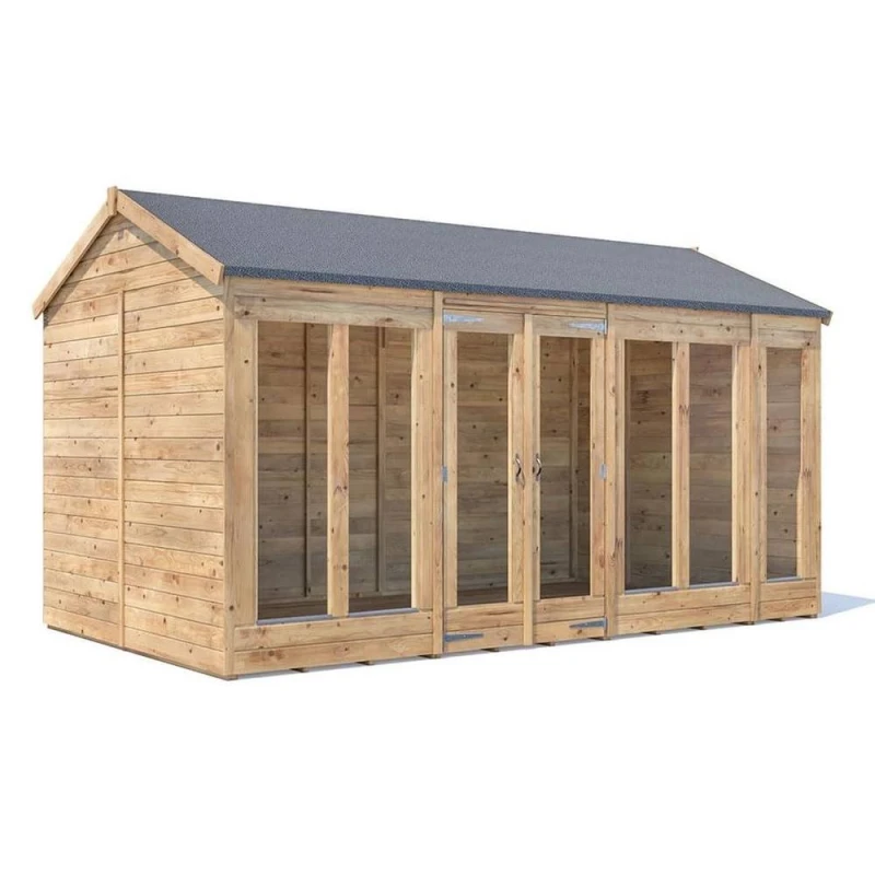 Image of Dunster House Summerhouse 4M X 2.4M (14' X 8') Reverse Apex Roof, Fully Pressure, Ragepanda Modular
