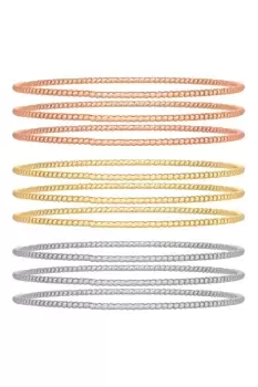 Image of Tri Tone Diamond Cut Bangle Bracelets - Pack of 6
