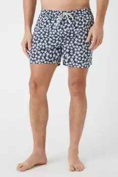 Image of Navy Ditsy Floral Print Swim Short