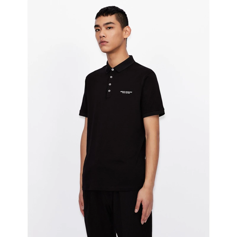 Image of Armani Exchange Jersey Cotton Polo Shirt - Black S