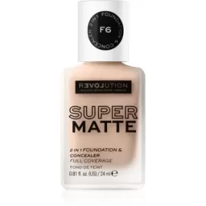 Image of Revolution Relove Super Matte Foundation Long-Lasting Mattifying Foundation Shade F6 24 ml