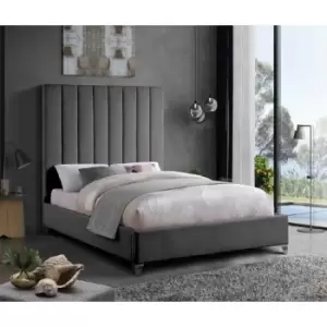 Image of Alexo Bed Small Double Plush Velvet Steel