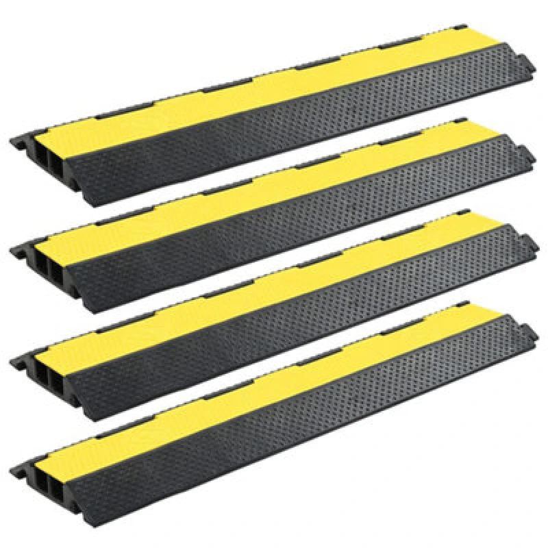 Image of Vidaxl Cable Protector Ramps 4 Pcs 2 Channels Rubber 101.5cm Cable Protector Ramps