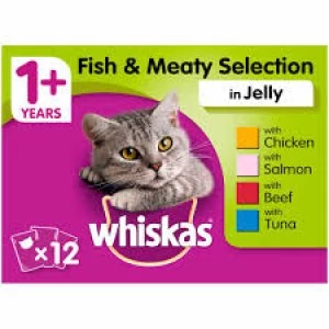 Image of Whiskas 1+ Adult Mixed Menu in Jelly Cat Food 12 x 85g