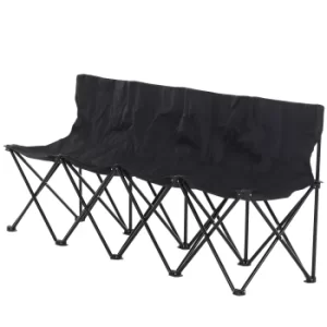 Image of Outsunny 4-Seater Folding Steel Camping Bench w/ Cooler Bag Black