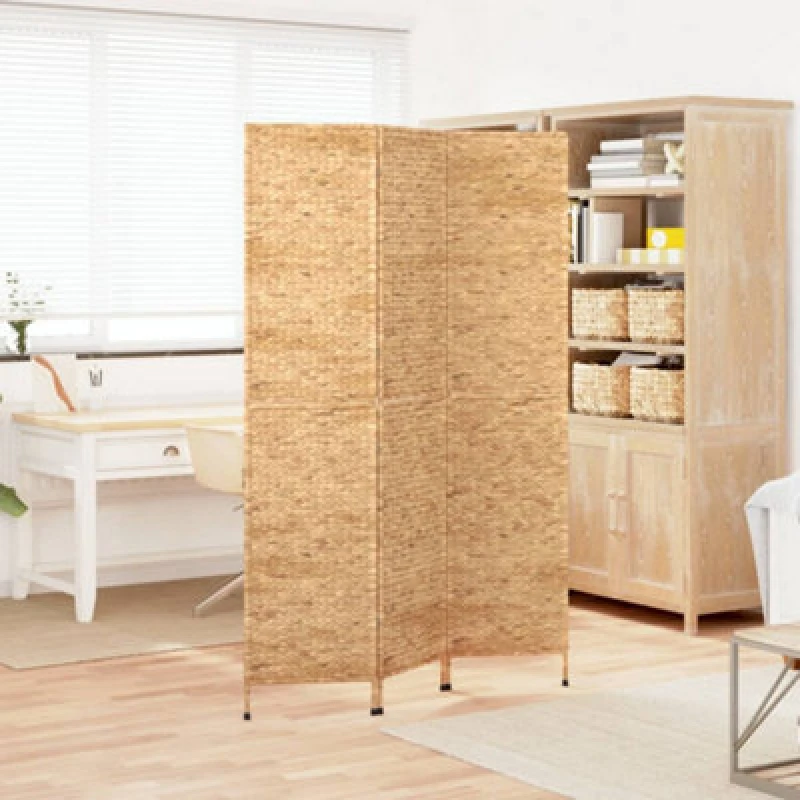 Image of Vidaxl Room Divider 3-panel 122X180 Cm Water Hyacinth, Brown 355191