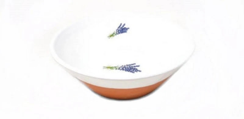 Image of Verano Spanish Ceramics Lavender Hand Dipped Plant Ceramic Kitchen Dining Salad Bowl (D) 23cm x (H) 8cm White